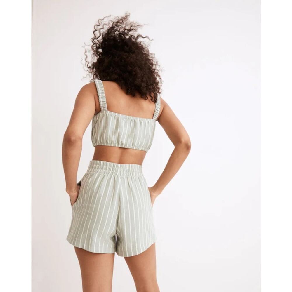 Madewell | Organic Cotton Sz M Crop Top/Shorts Set Stripes Preppy Summer Casual - Picture 9 of 9